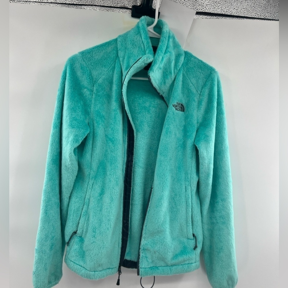 The North face osito full zip light green mint teddy soft shell jacket fleece S